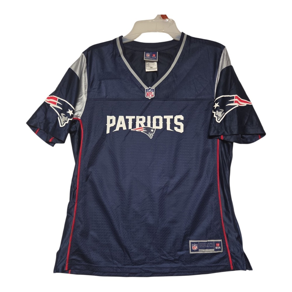 NFL Pro Line New England Patriots Jersey Womens Medium Navy Blue V-Neck Mesh